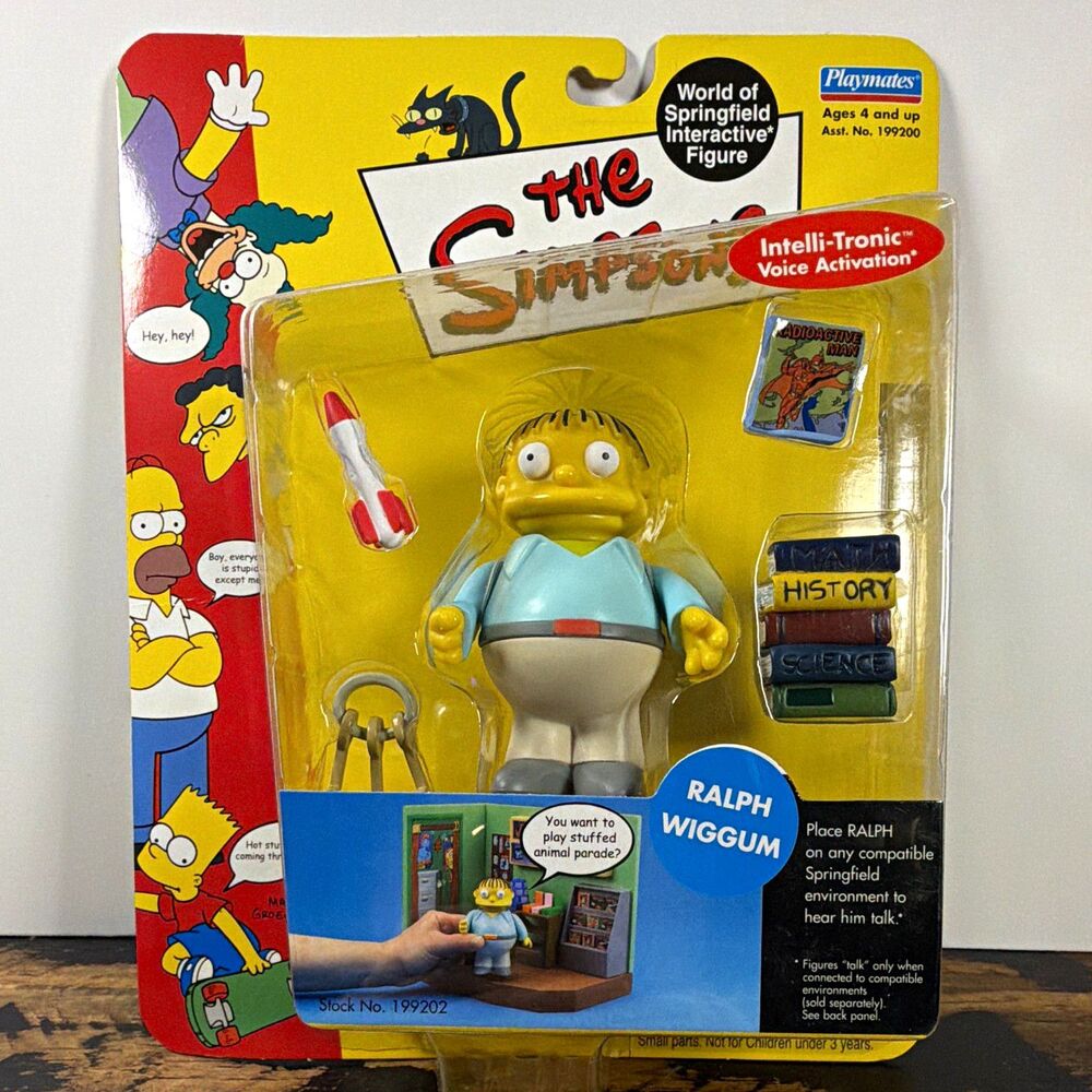 The Simpsons World of Sprinfield Ralph Wiggum Figure Series 4 Playmates 2001 MOC